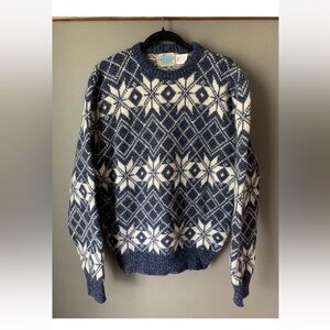 VTG Wool Sweater Royal North Mills Outfitters Ski Fisherman Made In USA XL